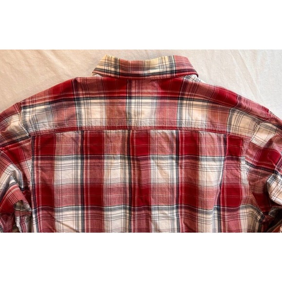 Columbia Mens Button-Up Shirt Red White Plaid Long Sleeve Collar Pocket Cotton M - Picture 8 of 8